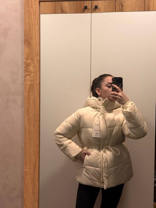 Нова чорна куртка жіноча пуфер оверсайз єврозима на завязках пуховик