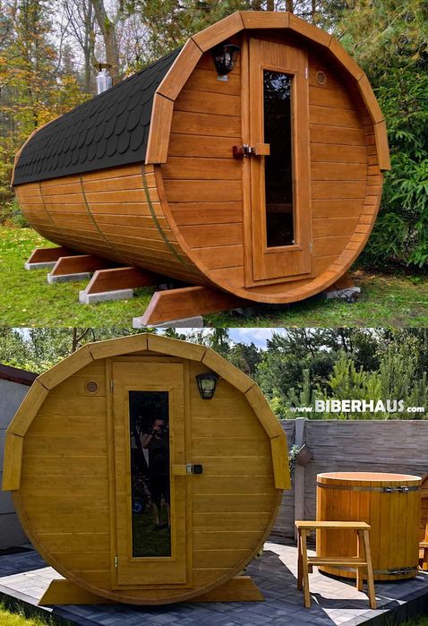 SAUNA Ogrodowa 400 cm + GRATIS Beczka 500L + Akcesoria