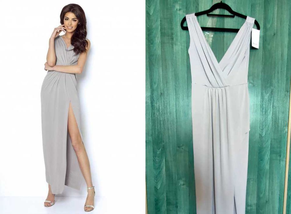 Szara sukienka maxi r. 38 nowa z metką