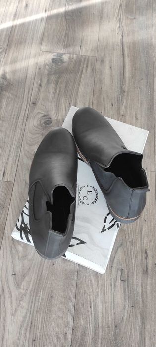 Skórzane buty Sztyblety męskie czarne 41