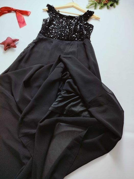 Nowa czarna długa sukienka w rozmiarze M 38