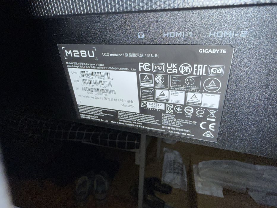 Монiтор Gigabyte Gaming 28" M28U IPS Black