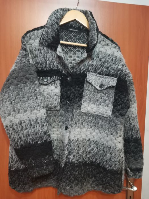 Piękny płaszcz narzutka katana kurtka szara czarna uni m l