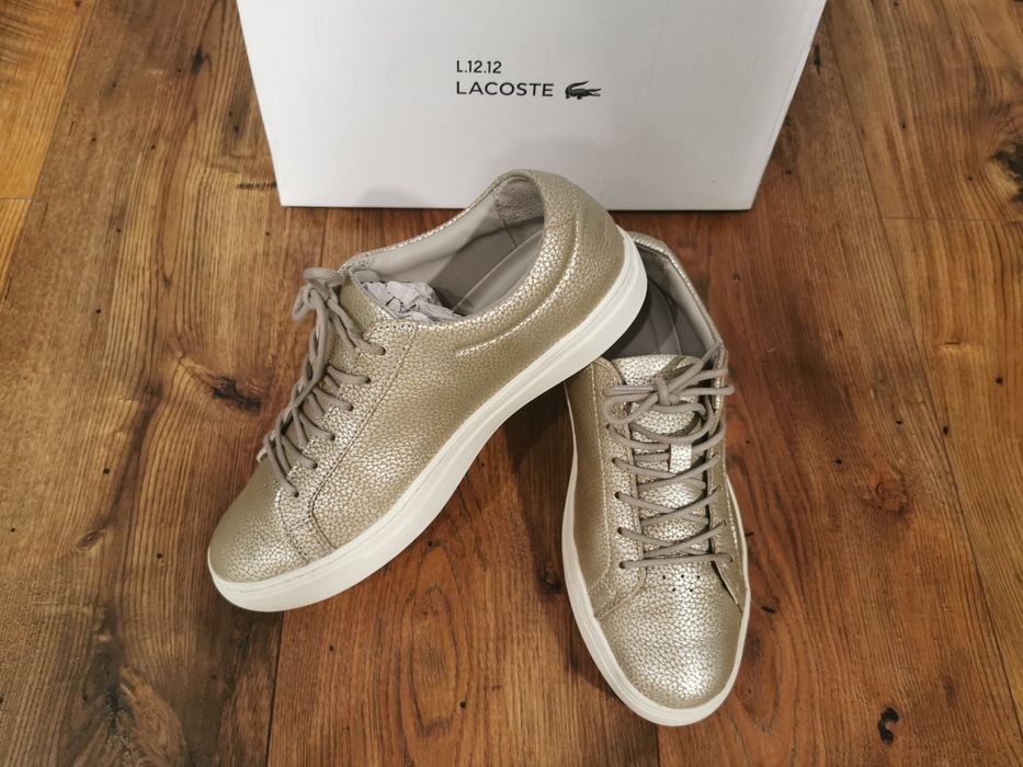 Lacoste skórzane sneakersy złote 38