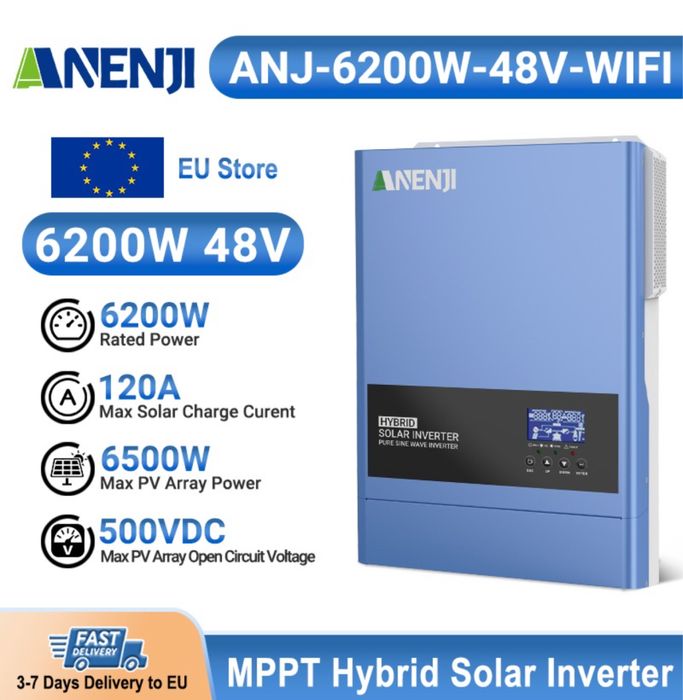 Гібридний сонячний інвертор 6,2 квт, остання прошивка 2025 wifi