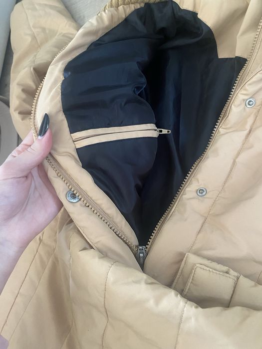 Karmelowa / beżowa kurtka midi , ciepla zimowa/ wiosenn ,płaszczyk