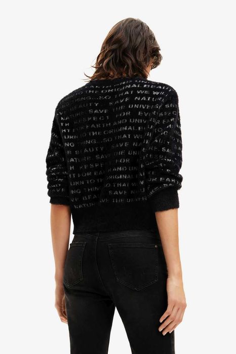Desigual Sweter manifesto czarny