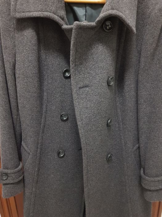 Casaco comprido mulher lã caxemira fazenda cinzento escuro NOVO