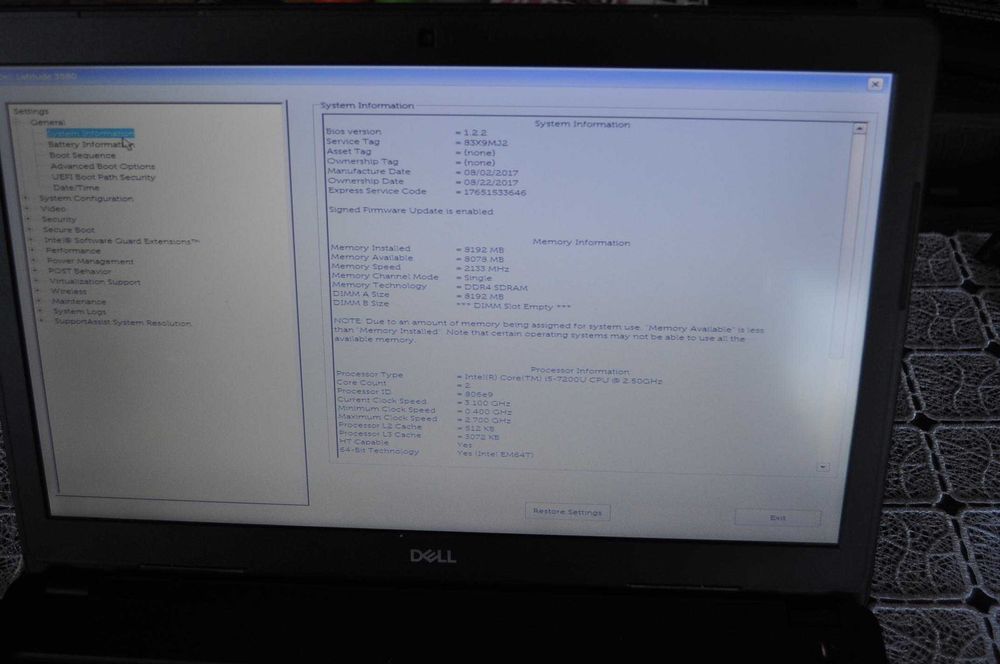 Laptop Dell Latitude 3580 Intel Core i5-7200U 8GB RAM 256GB SSD Windows 11
