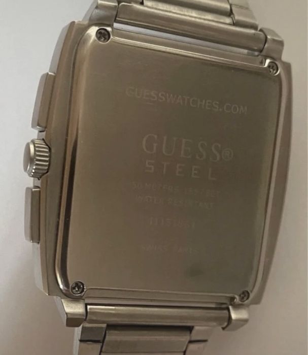 Relógio Guess Steel Masculino Cronógrafo Quadrado Aço Inoxidável – Mostrador Preto