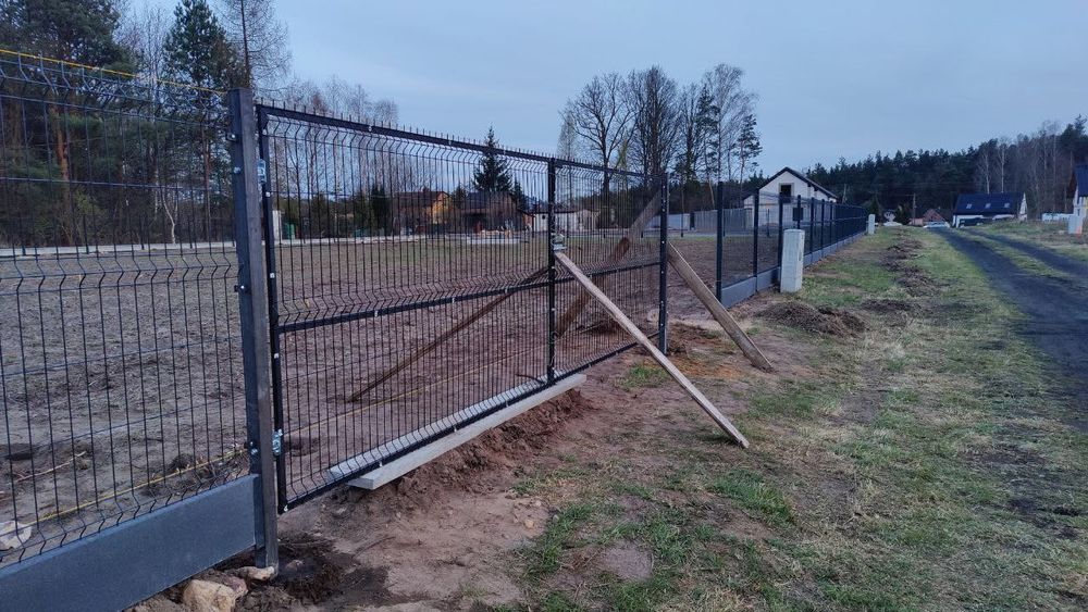 Brama 5m Panelowa Grafit Na Działke Budowe Do Ogrodu  Tymczasowa