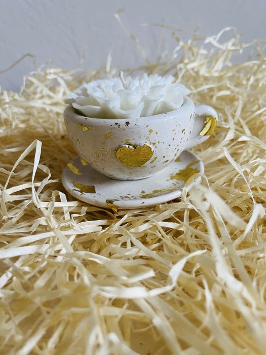 Соєва свічка в гіпсовом кашко- горнятко