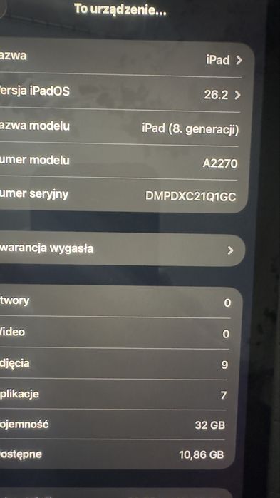 Sprzedam Ipad 8 generacji 32gb pamieci WIFi