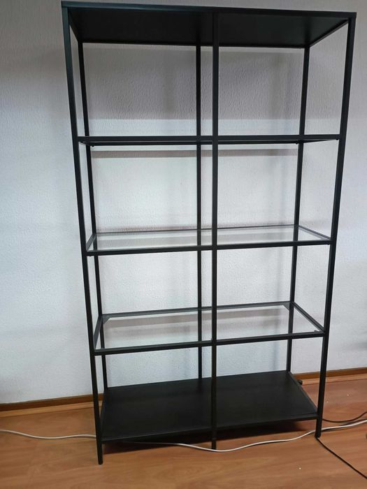 Estante IKEA VITTSJÖ - preto/vidro 100x175 cm
