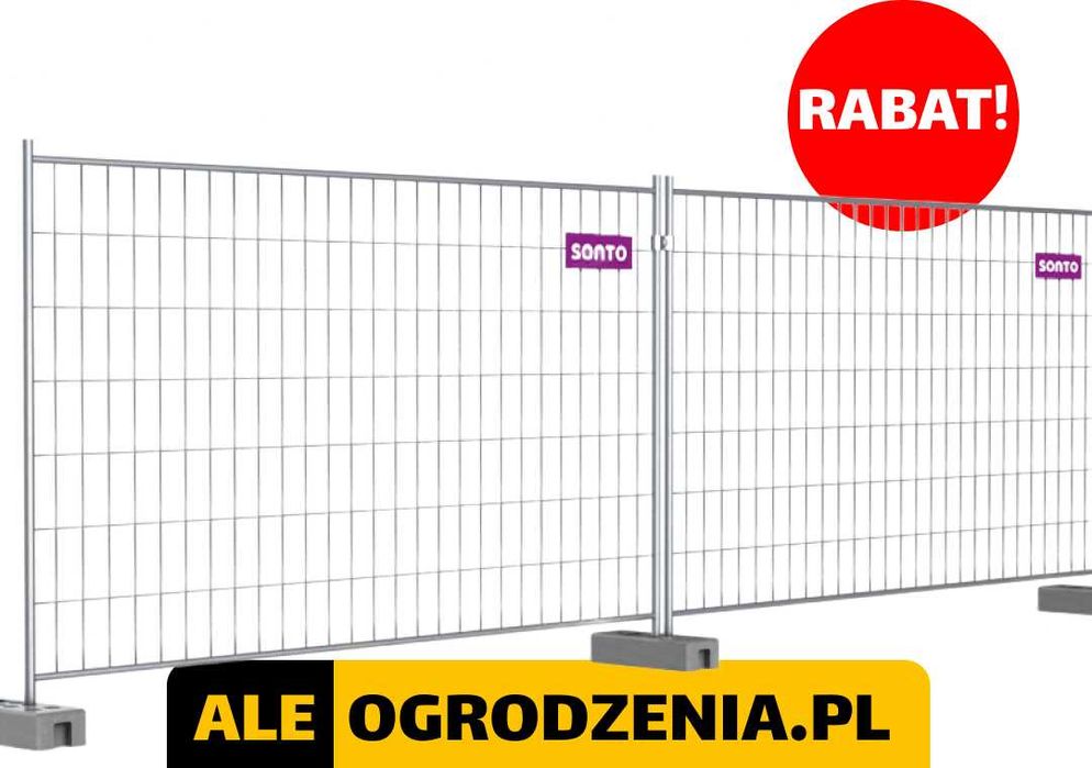 Ogrodzenia Budowlane Ogrodzenie Tymczasowe KOMPLET: Panel Stopa Obejma