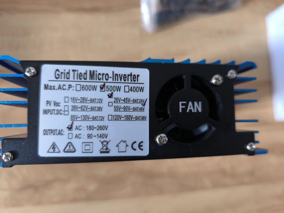 Inwerter Solarny Grid Tie 500W 26V-45V Falownik Bat 24V MPPT do paneli