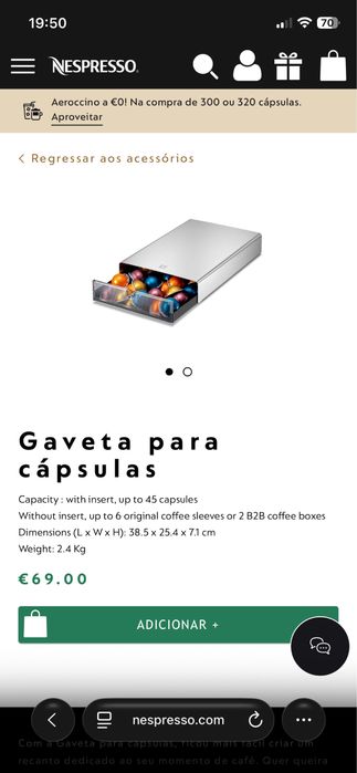 Gaveta para cápsulas Nespresso