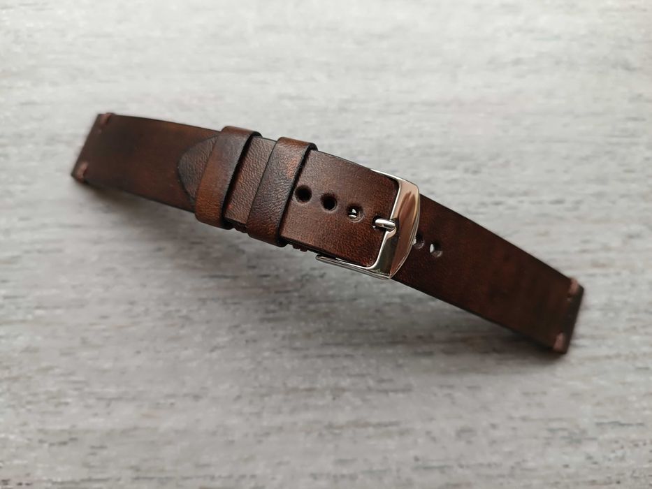 Brązowy skórzany pasek zegarka 18 mm S/M
