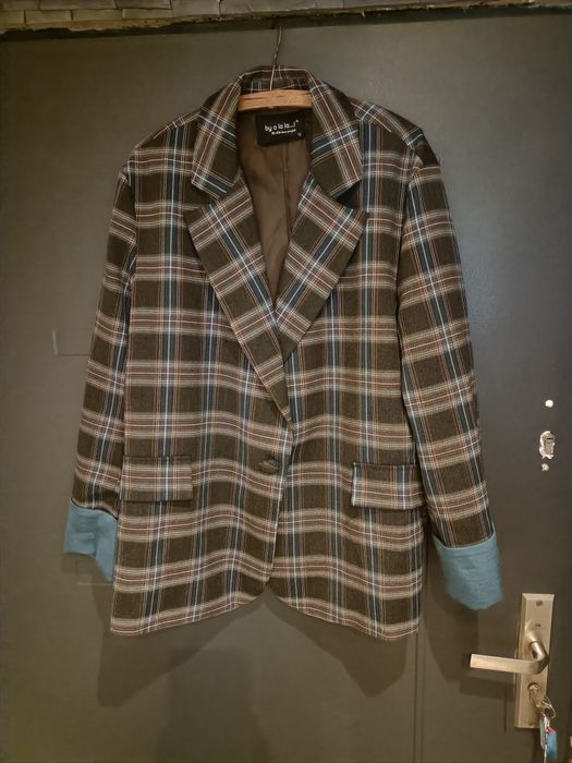 Marynarka żakiet by o La La , krata brąz błękit, beż , uniwersalny
