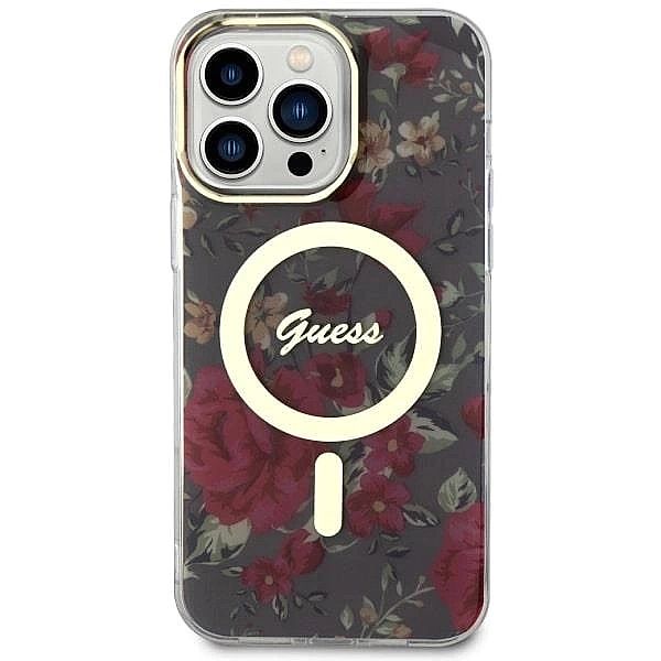 Etui Guess Flower MagSafe na iPhone 14 Pro Max - zielone