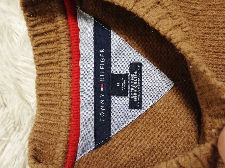 sweter wełniany Tommy Hilfiger M 38 brąz