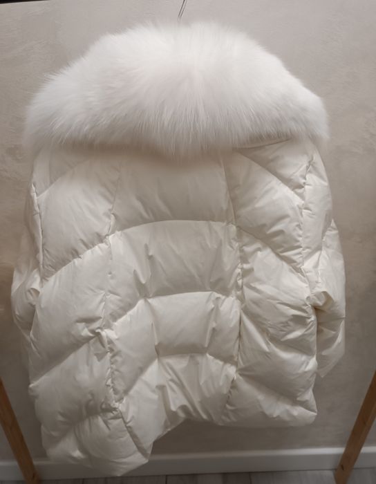 Kurtka zimowa 38 M puch lis naturalny futro S/M/L