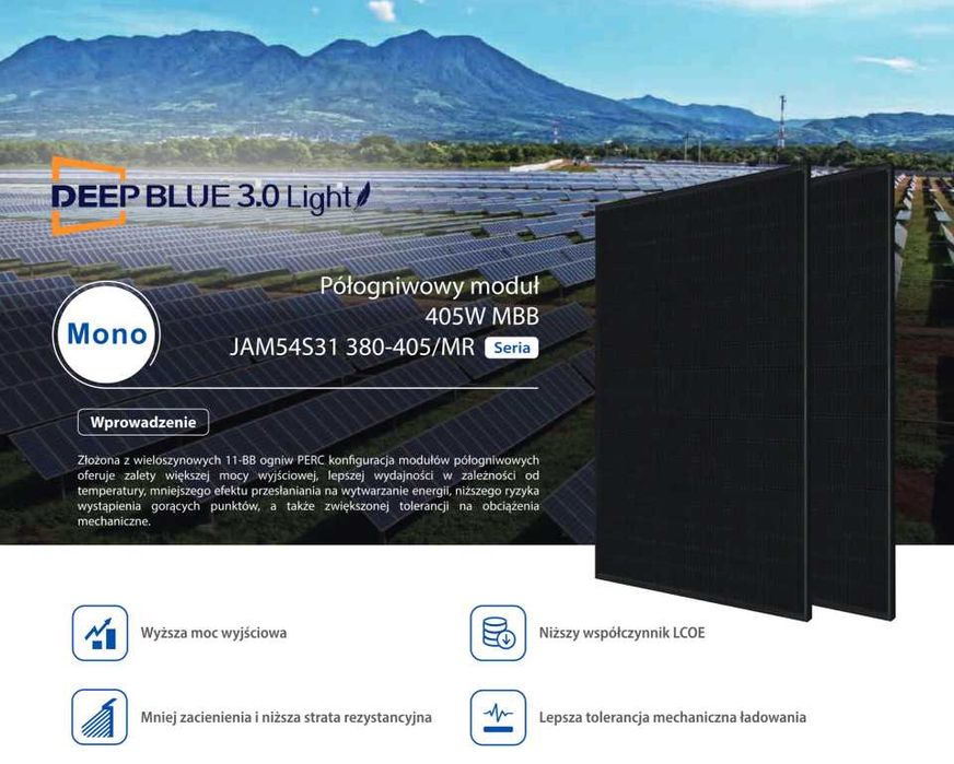 Panel Fotowoltaiczny JA SOLAR JAM54S31 405W (Full-Black)