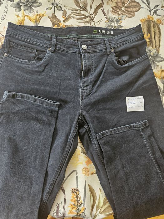 Spodnie męskie jeansowe ciemny granat 38/30 slim xxl