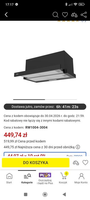 Sprzedam nowy okap Beko