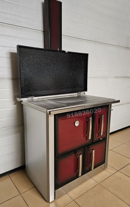 Fogão Lenha INOX Cor Bordó - NOVOS - Fabrico Nacional