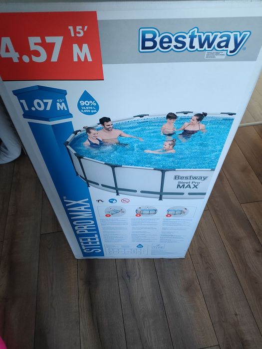 Basen ogrodowy stelażowy 4.57x107m