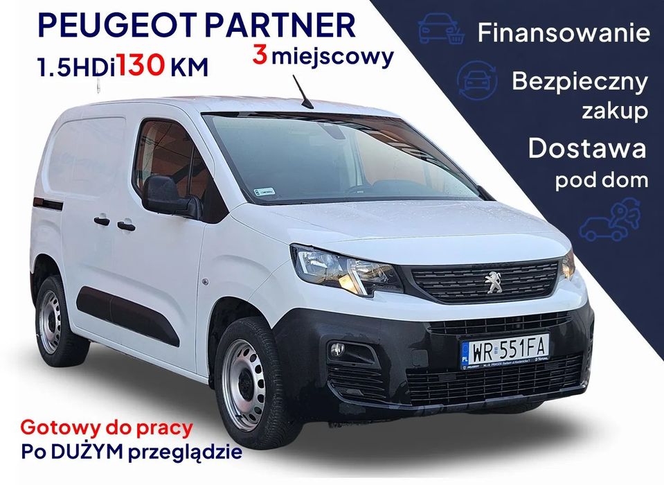 Peugeot Partner  1.5HDi 130KM | 3os. | Salon PL | Możliwe finasowanie VAT23% VAT-1