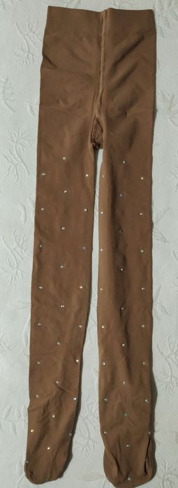 Patinagem Artística collants bege com brilhantes