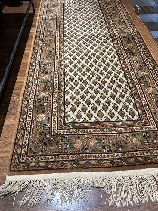 Tapete oriental indiano, em pura lã feito à mao,original,lavado.201x73