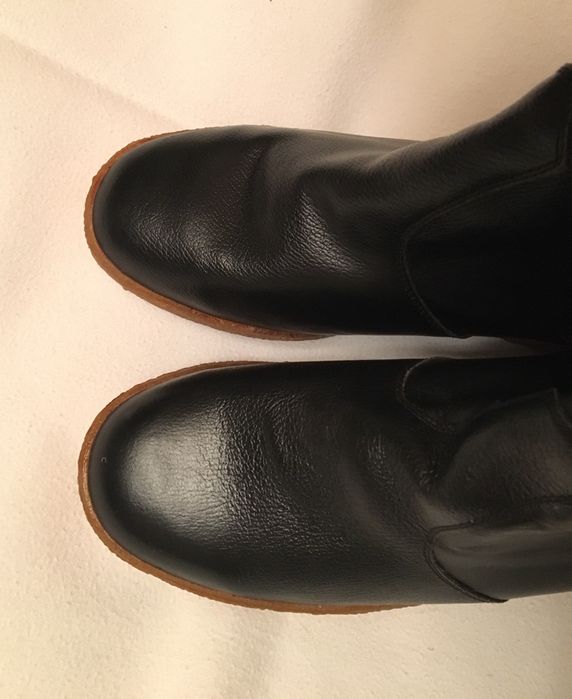 Полусапожки (сапожки) зимние, кожа, 26-26,5 см, Югославия, нов.черные