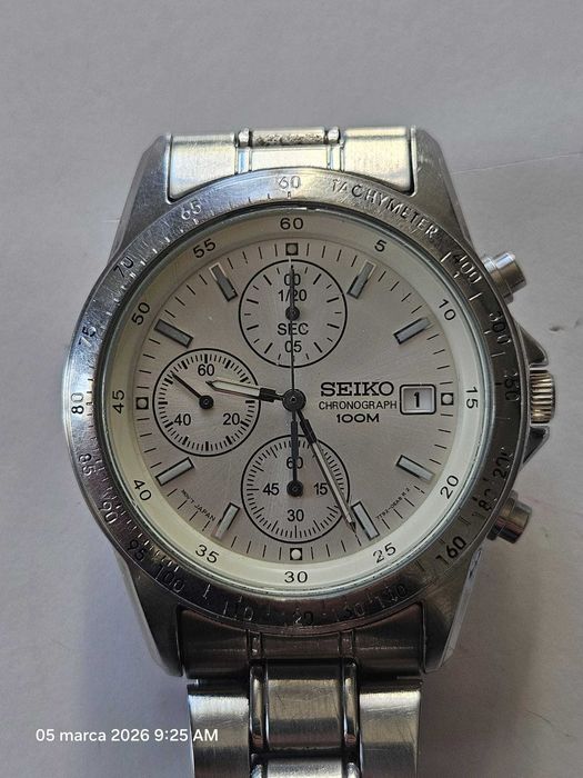Seiko Chronograph 100M – stalowy zegarek męski – Japoński rynek
