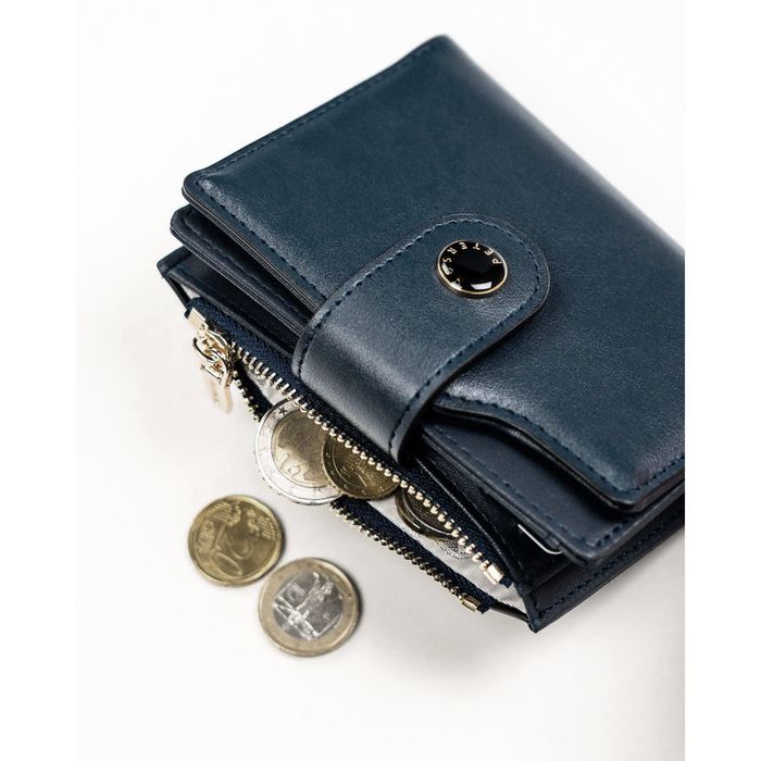 PETERSON portfel damski eko skórzany elegancki matowy P238 granatowy