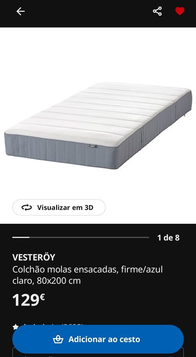 Vendo Cama Minnen + Colchão Vesteroy
