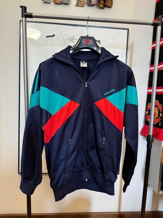 bluza Vintage 90s Adidas Track Jacket Navy Pattern Zip M
