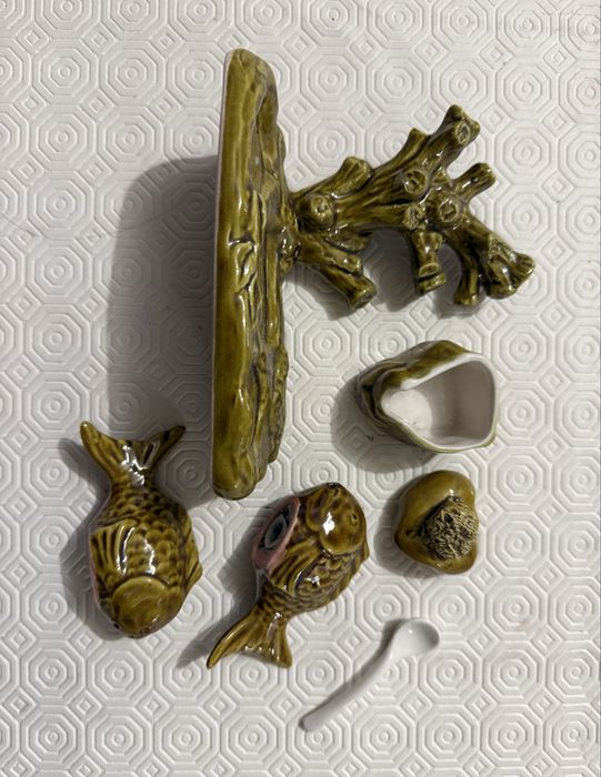 Conjunto sal e pimenta loiça peixes