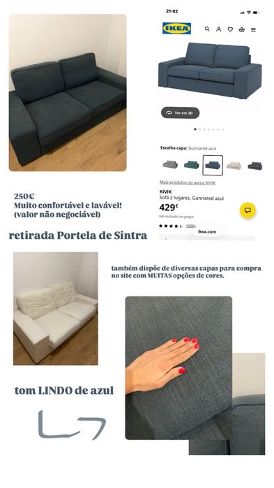 Sofa 2 lugares azul lavavel e muito confortavel
