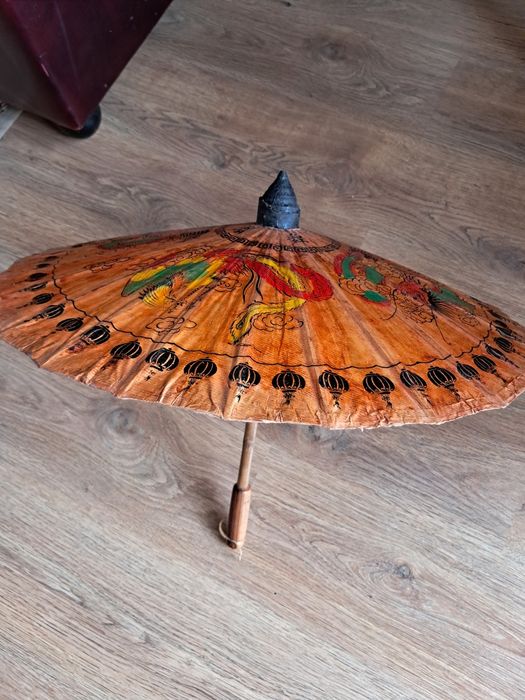 Parasol parasolka chińska japońska stara ręcznie robiona drewniana