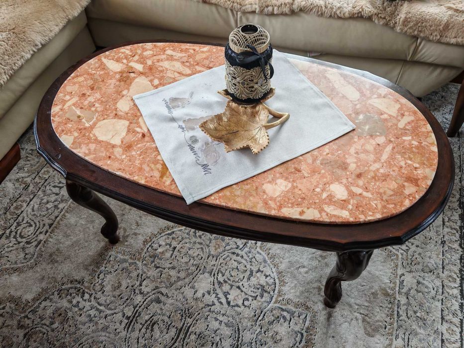 Stolik kawowy Ludwik chippendale marmur