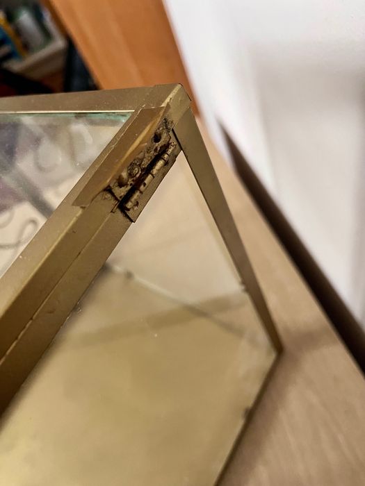 Pudełko na koperty, na obrączki złoto szkło wieszaki