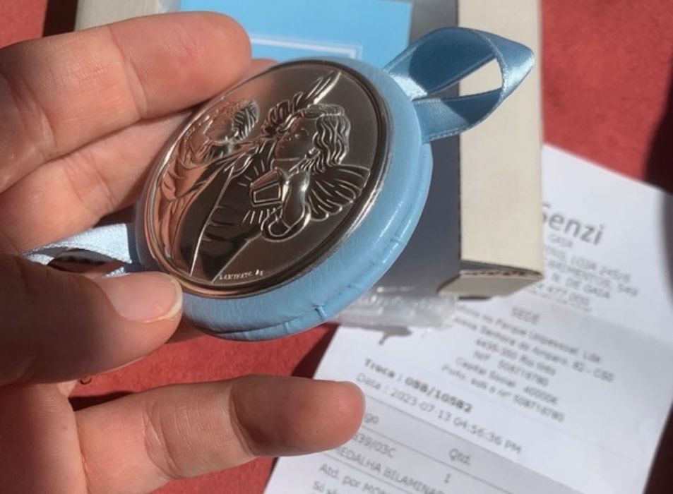 2 Medalhas de prata para Baptizado menino