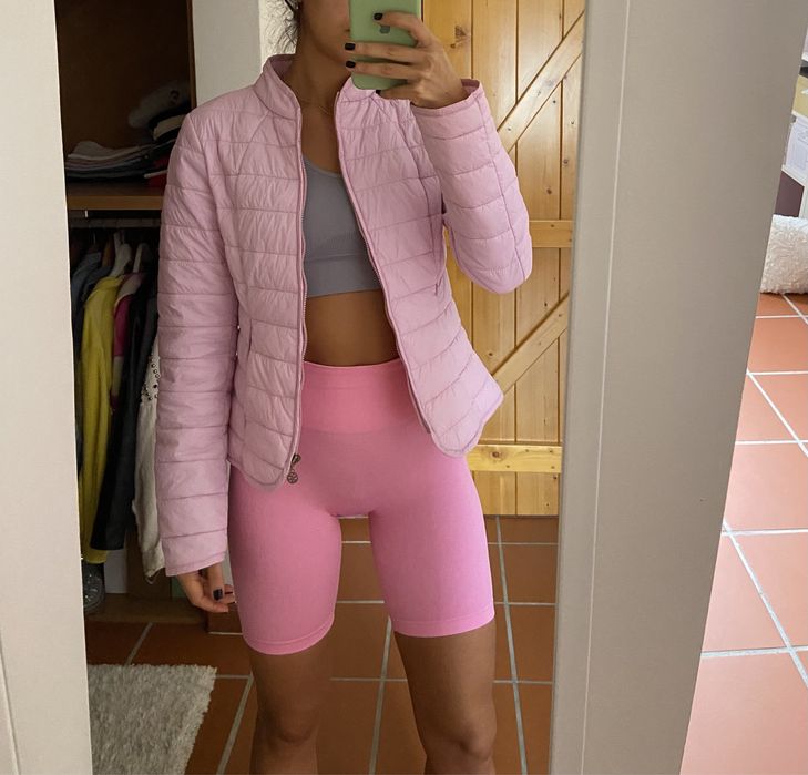 Casaco impermeável rosa tam. S