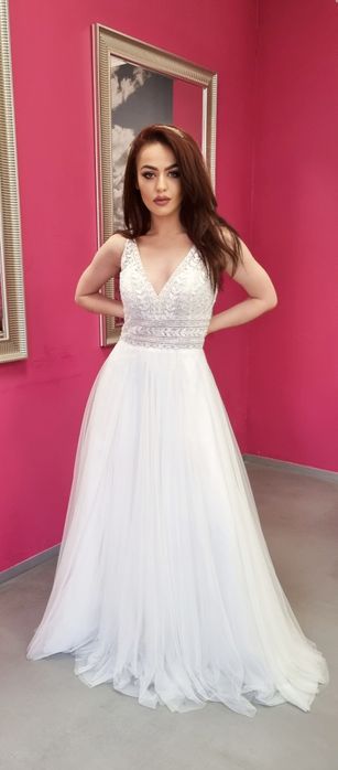 SUKNIA ŚLUBNA  boho błyszcząca plus size