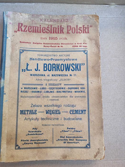 Kalendarz Rzemieslnik Polski 1915r