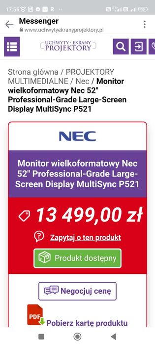 Monitor NEC 52" wielkoformatowy