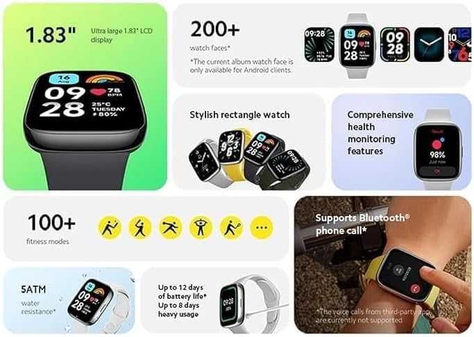 Xiaomi Redmi Watch 3 Active + 2 proteções de ecran + pulseira extra -